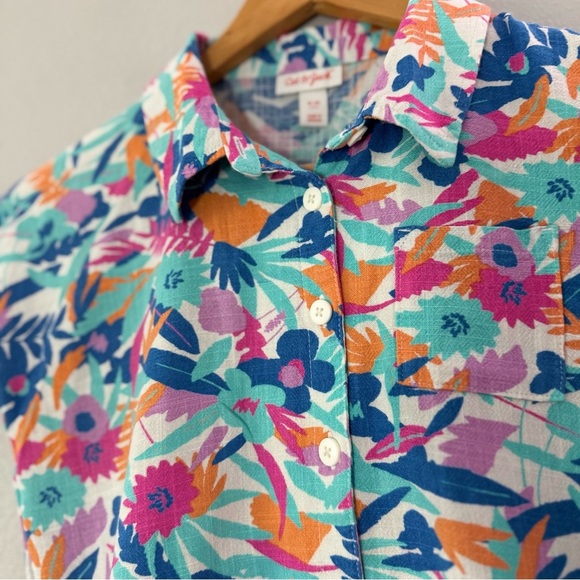 Cat & Jack Blue and Orange Button Down Shirt - Picture 5 of 13